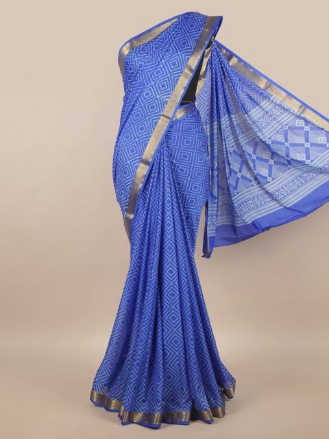 

Pothys Blue & White Printed Zari Satin Saree