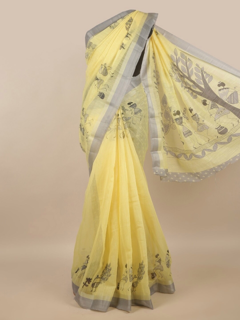 

Pothys Yellow & Grey Floral Saree