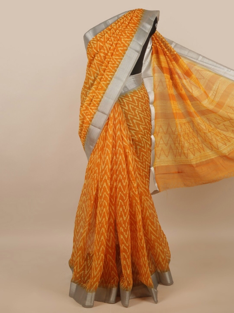 

Pothys Mustard & Grey Zari Saree