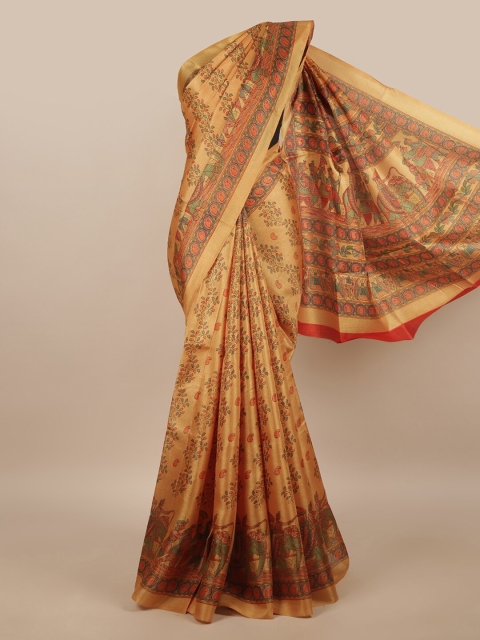 

Pothys Mustard & Red Ethnic Motifs Cotton Blend Saree