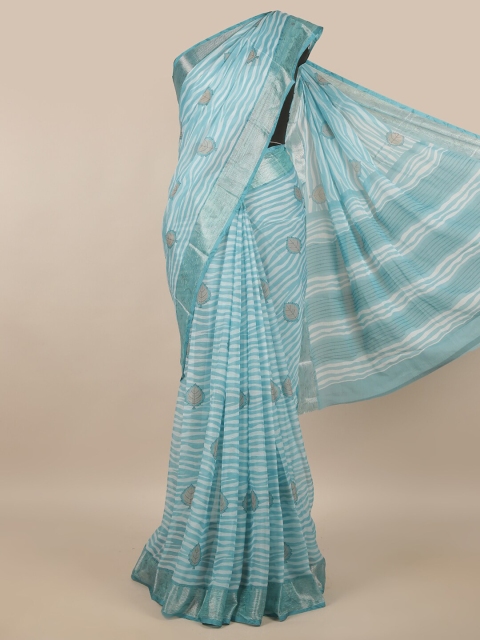 

Pothys Blue & Off White Floral Saree