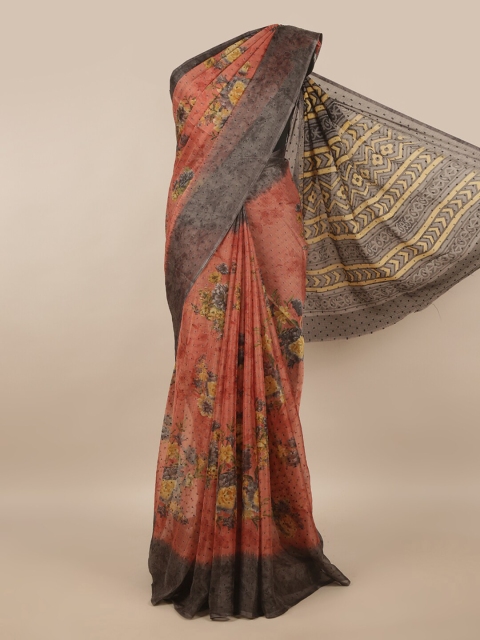 

Pothys Pink & Grey Floral Saree