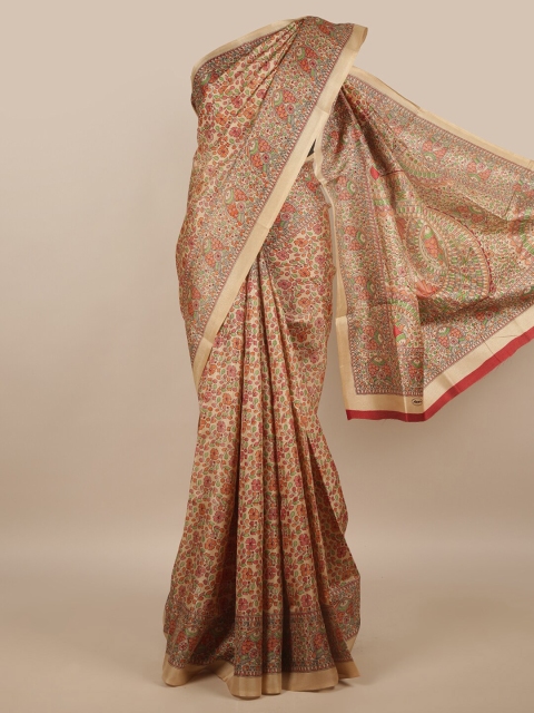 

Pothys Cream-Coloured & Red Ethnic Motifs Saree