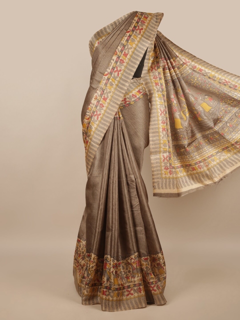 

Pothys Tan Brown & Yellow Cotton Blend Saree