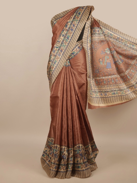 

Pothys Brown & Blue Floral Saree