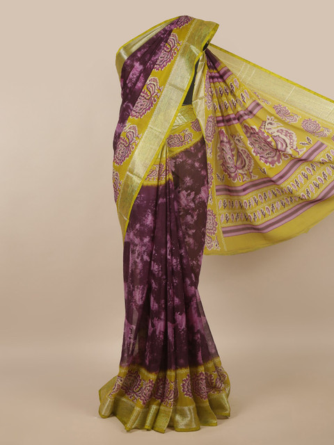 

Pothys Purple & Gold-Toned Printed Saree