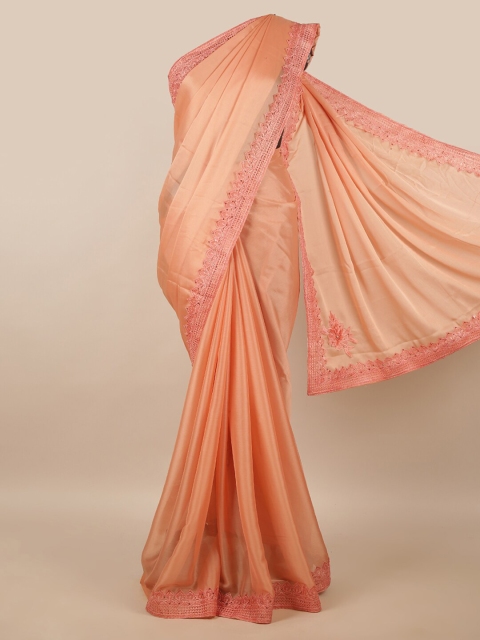 

Pothys Peach-Coloured & Pink Solid Saree