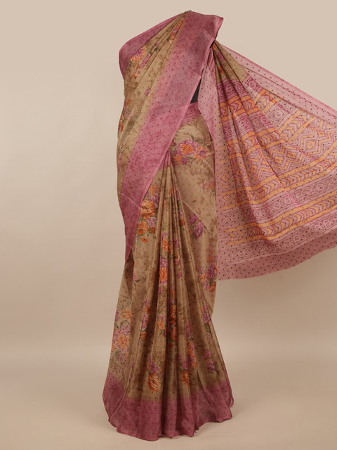 

Pothys Brown & Pink Floral Saree