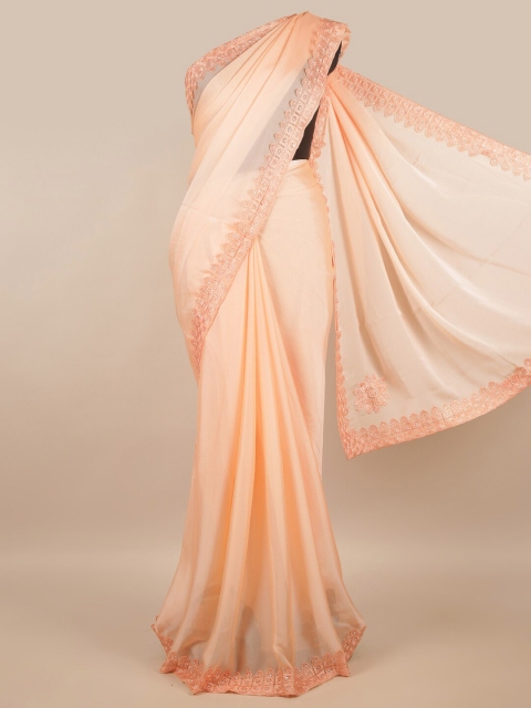 

Pothys Peach-Coloured Poly Chiffon Saree