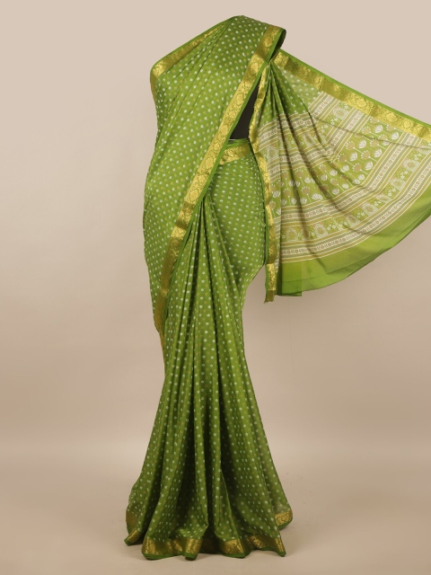 

Pothys Green & White Satin Saree