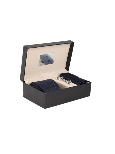 

Van Heusen Men Navy Blue & Silver-Toned Accessory Gift Set