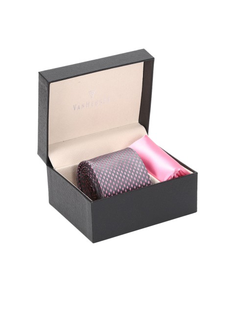 

Van Heusen Men Grey & Pink Self-Design Accessory Gift Set