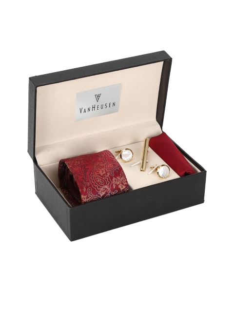 

Van Heusen Men Maroon & Gold-Toned Accessory Gift Set