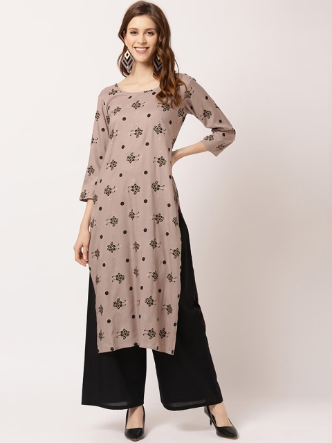 

THE NKS PLUS Women Grey Printed Pure Cotton Kurta with Palazzos