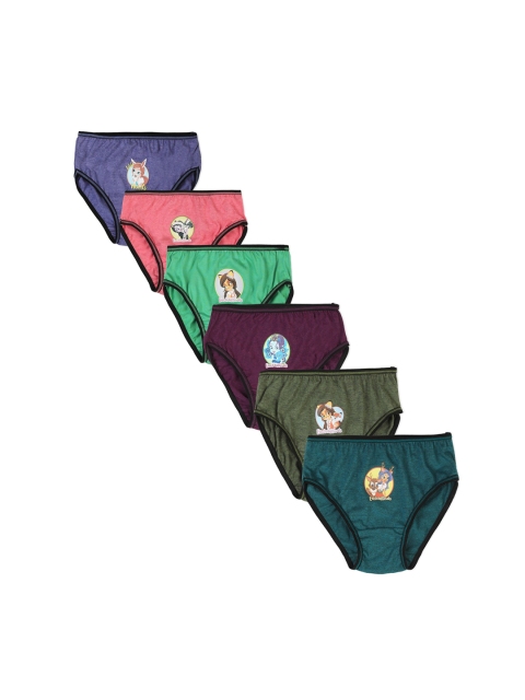 

Red Rose Girls Pack of 6 Printed Cotton Basic Briefs, Purple