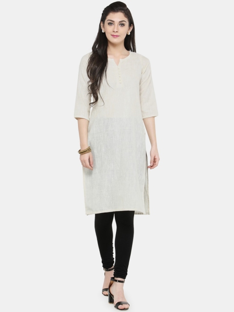 

Enchanted Drapes Women White & light silver Chikankari Kurta