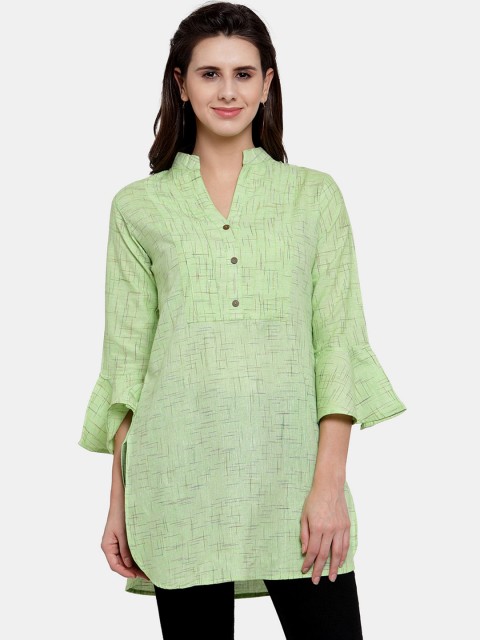 

Enchanted Drapes Women Green Printed Flared Sleeves Kurta