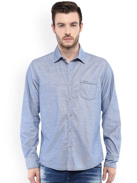 

Mufti Men Blue Slim Fit Self-Design Casual Shirt