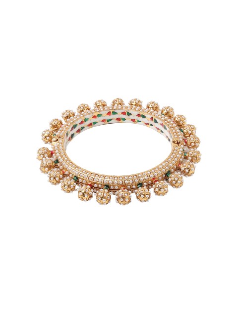 

Runjhun Women Gold-Toned & Red Brass Agate Gold-Plated Bangle-Style Bracelet