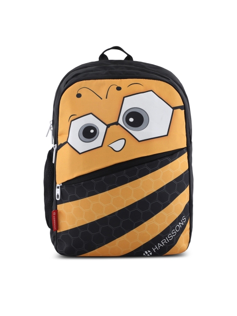 

Harissons Unisex Black & Mustard Graphic Backpack