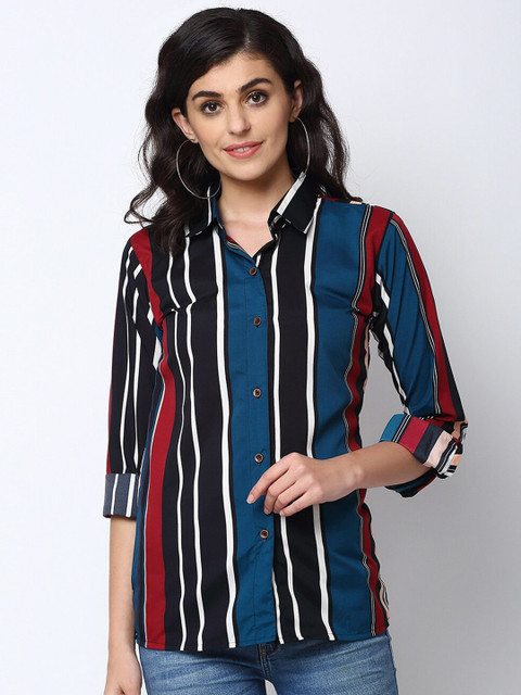 

Enchanted Drapes Women Multicoloured Striped Casual Shirt, Multi