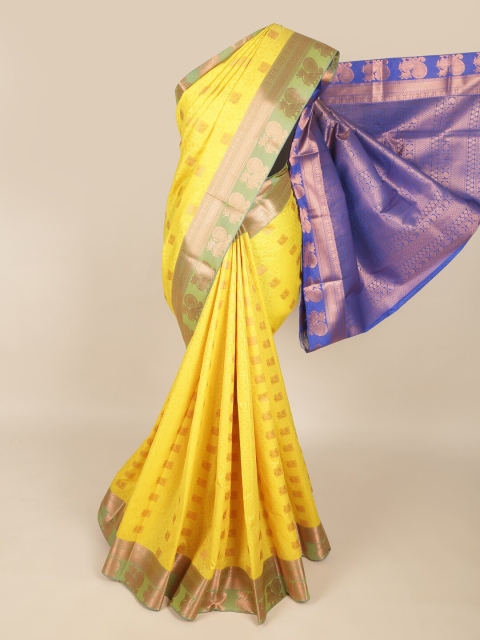

Pothys Yellow & Blue Woven Design Art Silk Saree