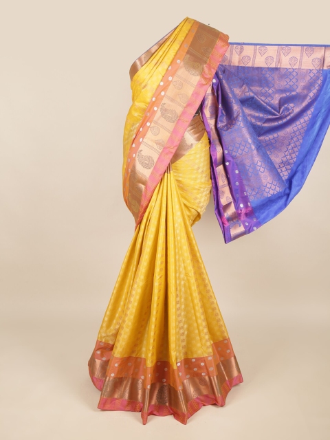 

Pothys Yellow & Blue Woven Design Zari Art Silk Saree