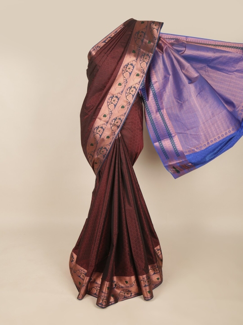 

Pothys Brown & Blue Ethnic Motifs Zari Art Silk Saree