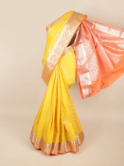 

Pothys Yellow & Orange Ethnic Motifs Art Silk Saree