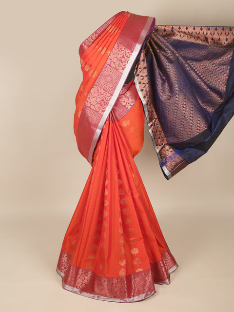 

Pothys Orange & Navy Blue Woven Design Zari Art Silk Saree
