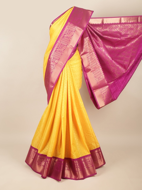 

Pothys Yellow & Purple Ethnic Motifs Zari Art Silk Saree