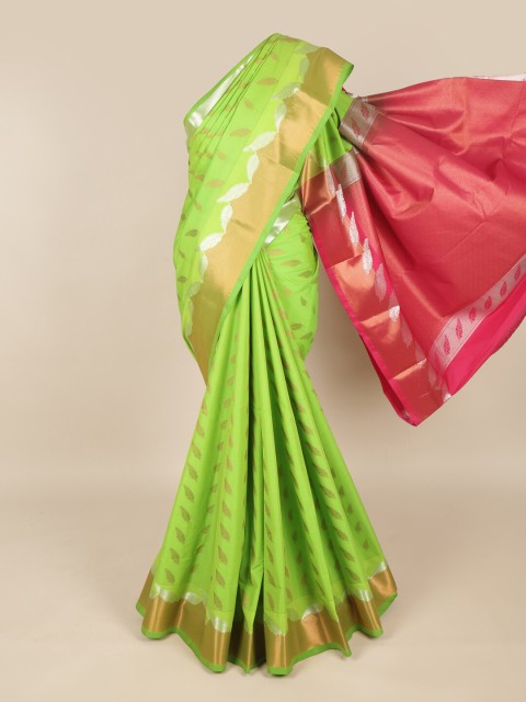 

Pothys Green & Red Ethnic Motifs Zari Art Silk Saree