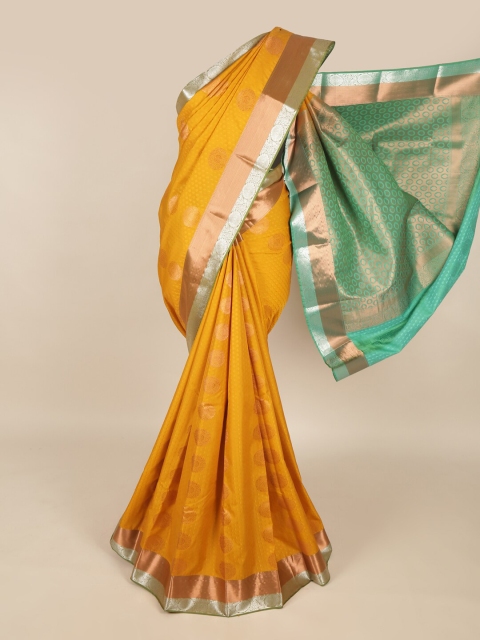 

Pothys Mustard & Green Ethnic Motifs Zari Art Silk Saree