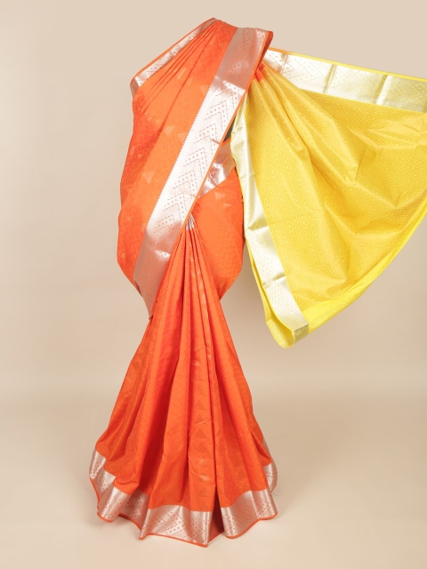 

Pothys Orange & Yellow Floral Zari Art Silk Saree