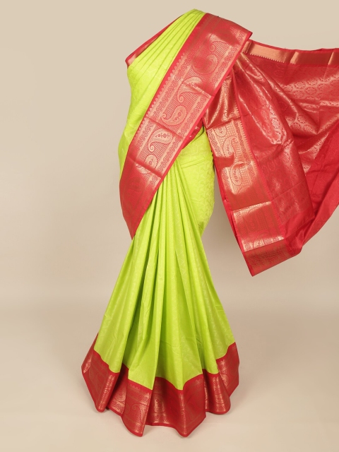 

Pothys Green & Red Ethnic Motifs Zari Art Silk Saree