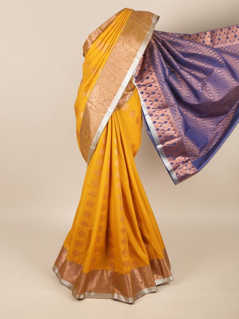 

Pothys Women Mustard Printed Art Silk Saree