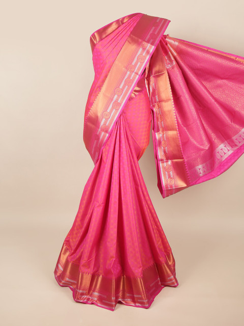 

Pothys Pink & Rose Gold Ethnic Motifs Zari Art Silk Saree