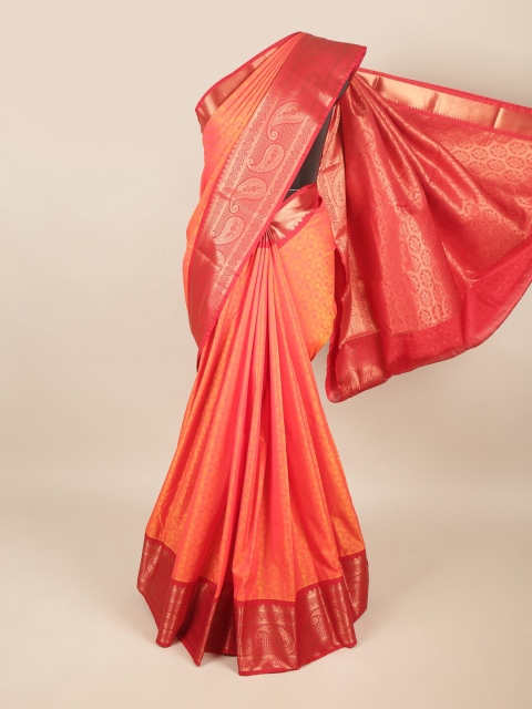 

Pothys Orange & Red Paisley Zari Art Silk Saree