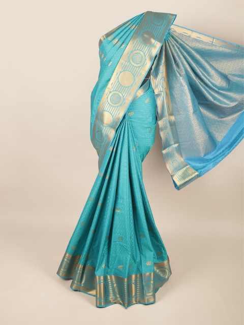 

Pothys Blue & Gold-Toned Woven Design Zari Art Silk Saree