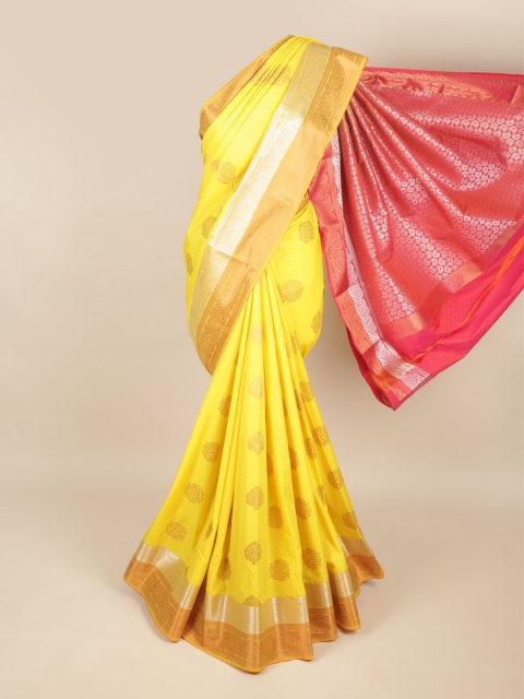 

Pothys Yellow & Red Ethnic Motifs Zari Art Silk Saree