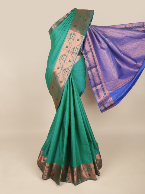 

Pothys Green & Blue Floral Zari Art Silk Saree