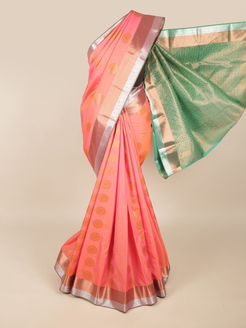 

Pothys Peach-Coloured & Green Ethnic Motifs Art Silk Saree