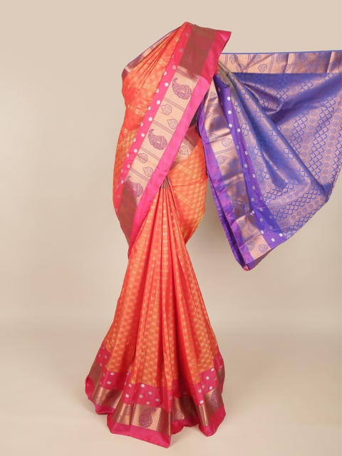 

Pothys Orange & Blue Ethnic Motifs Zari Art Silk Saree