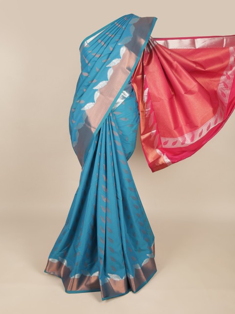 

Pothys Blue & Red Ethnic Motifs Art Silk Saree