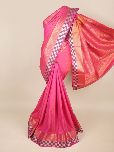 

Pothys Pink & Purple Ethnic Motifs Art Silk Saree