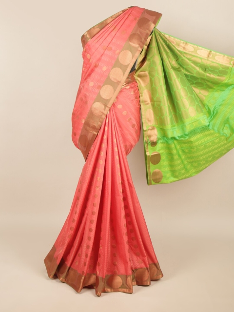 

Pothys Peach-Coloured & Green Woven Design Zari Art Silk Saree