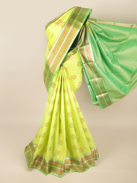 

Pothys Green & Tan Ethnic Motifs Art Silk Saree