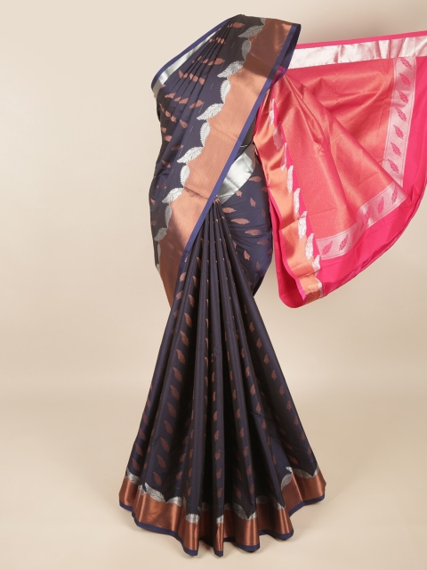 

Pothys Navy Blue & Pink Woven Design Zari Art Silk Saree