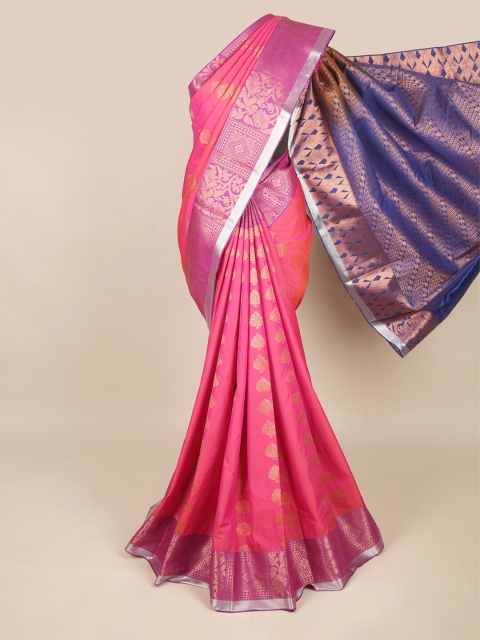 

Pothys Magenta & Blue Ethnic Motifs Zari Art Silk Saree