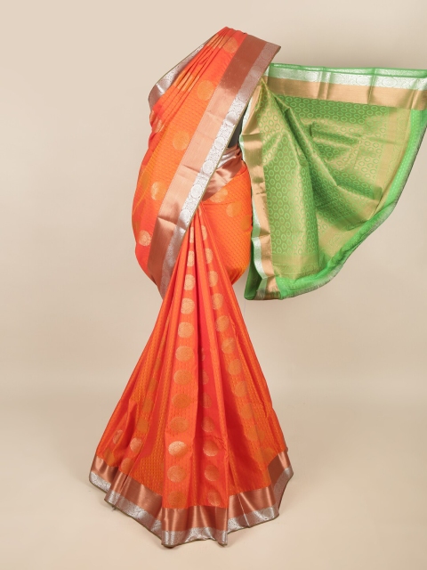 

Pothys Orange & Green Woven Design Zari Art Silk Saree